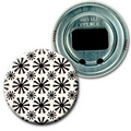 2 1/4" Diameter Round PVC Bottle Opener w/ 3D Lenticular Images - White Spinning Wheels (Blank)